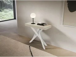 Consola|ITAMOBY Consola extensível 90x40/300 cm Pernas brancas Saki cashmere Bege