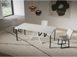 Consola*ITAMOBY Consola extensível 90x40/196 cm Saki Pequenas pernas brancas cinzas Branco