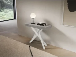 Consola|ITAMOBY Consola extensível 90x40/196 cm Saki Pequenas pernas de betão branco Cinzento