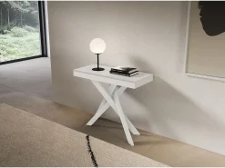 Outlet ITAMOBY Consola extensível 90x40/196 cm Saki Small Evolution moldura branca cinza Branco