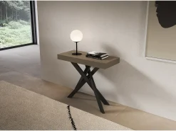 Consola|ITAMOBY Consola extensível 90x40/196 cm Saki Pequena pomba pernas cinza antracite Castanho