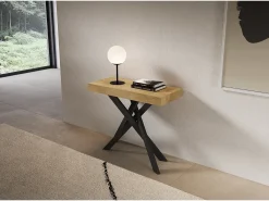 Hot ITAMOBY Consola extensível 90x40/196 cm Saki Premium Pequenas pernas em carvalho natural antracite Castanho