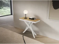 Consola|ITAMOBY Consola extensível 90x40/196 cm Saki Small Evolution moldura branca carvalho natural Castanho