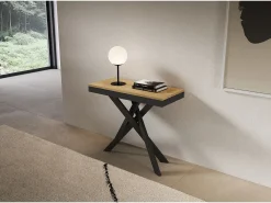 Consola*ITAMOBY Consola extensível 90x40/196 cm Saki Small Evolution moldura carvalho natural antracite Castanho