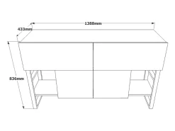 Consola|Concept-Usine Consola industrial TARI com arrumação em madeira natural e metal preto Natural claro
