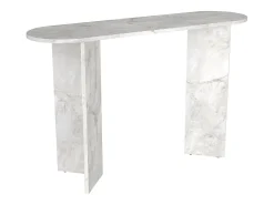 Consola|Vente-unique Consola oval de cor efeito mármore - TOPANIA Branco