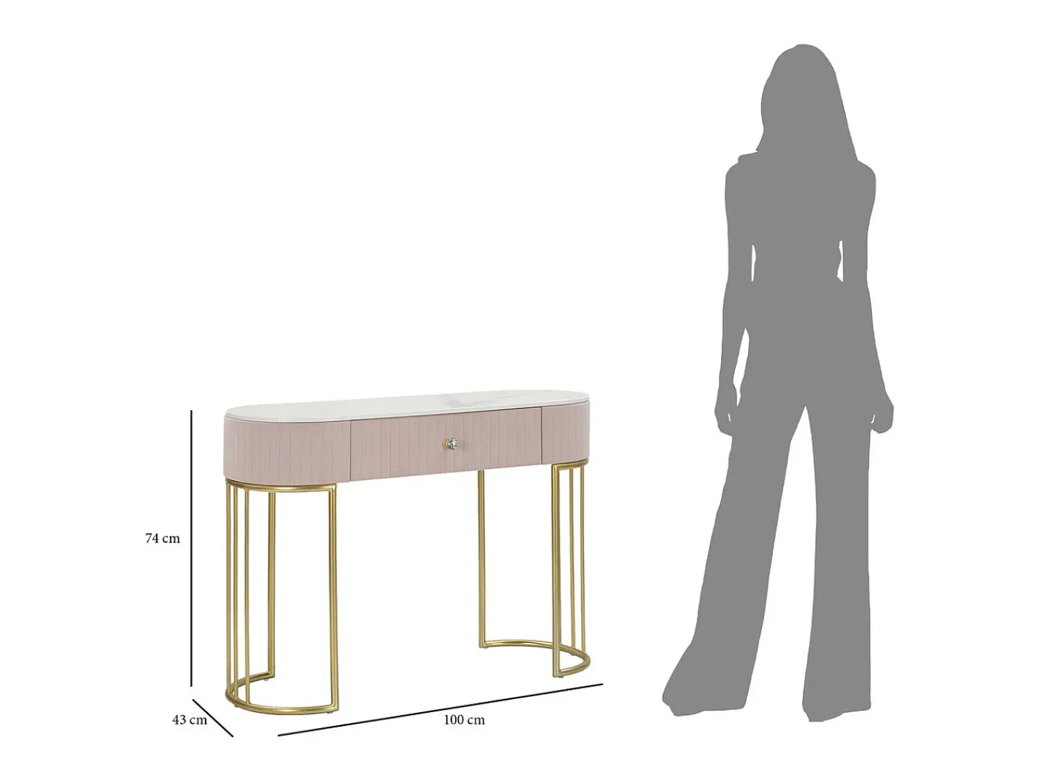 Consola VKH616, Cor-de-rosa, 100x40x75 cm, Kendra Home Rosa claro