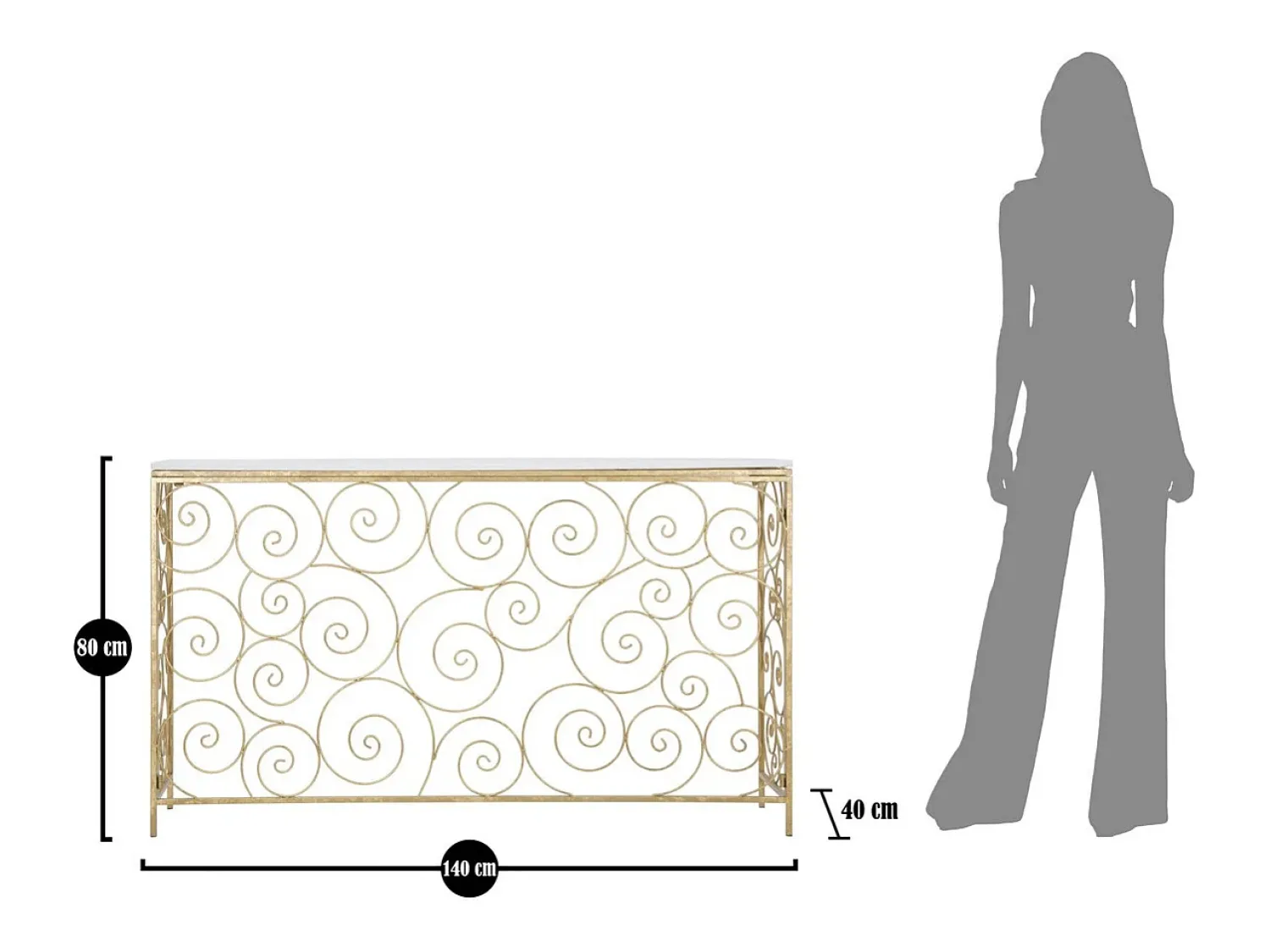 Consola VKH617, Ouro, 140x36x82 cm, Kendra Home Dourado