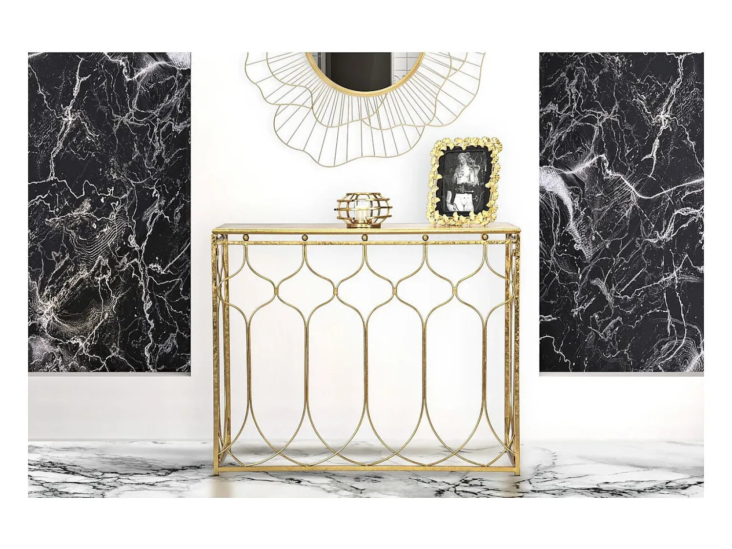Consola VKH613, Ouro, 96,5x41x78 cm, Kendra Home^ Consola