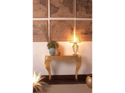 Consola* Console Chippendale 90x33x77 cm em ferro pintado de prata Design elegante e perfurado em mobiliário de entrada de estilo clássico moderno Fabricado Prateado