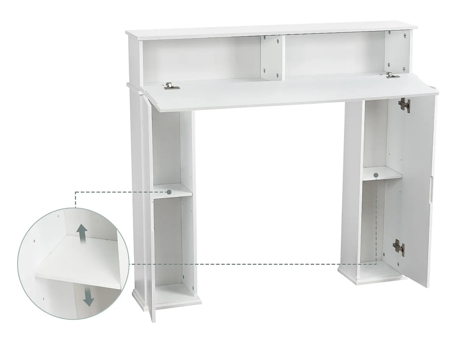 Hot Console de lareira 107 x 18 x 100 cm, Armário de armazenamento decorativo com espaço para guardar objetos Branco