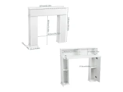 Hot Console de lareira 107 x 18 x 100 cm, Armário de armazenamento decorativo com espaço para guardar objetos Branco