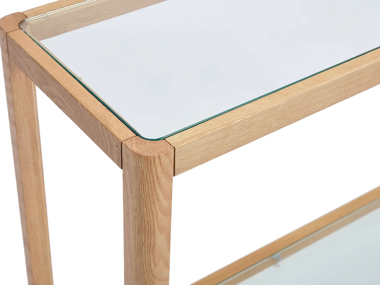 Best Vente-unique Console em vidro temperado e carvalho - Transparente e Natural - ZUNARIL Transparente / Natural claro