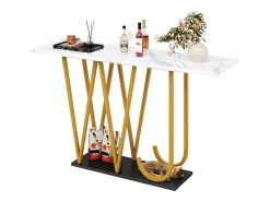 ModernLuxe Console estilo moderno 120x29,5x80 cm - para sala de estar ou corredor - estrutura e pés de metal -^ Consola