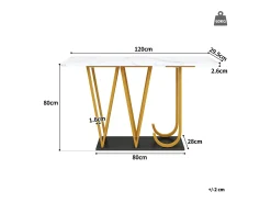 ModernLuxe Console estilo moderno 120x29,5x80 cm - para sala de estar ou corredor - estrutura e pés de metal -^ Consola