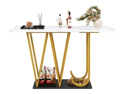 ModernLuxe Console estilo moderno 120x29,5x80 cm - para sala de estar ou corredor - estrutura e pés de metal -^ Consola