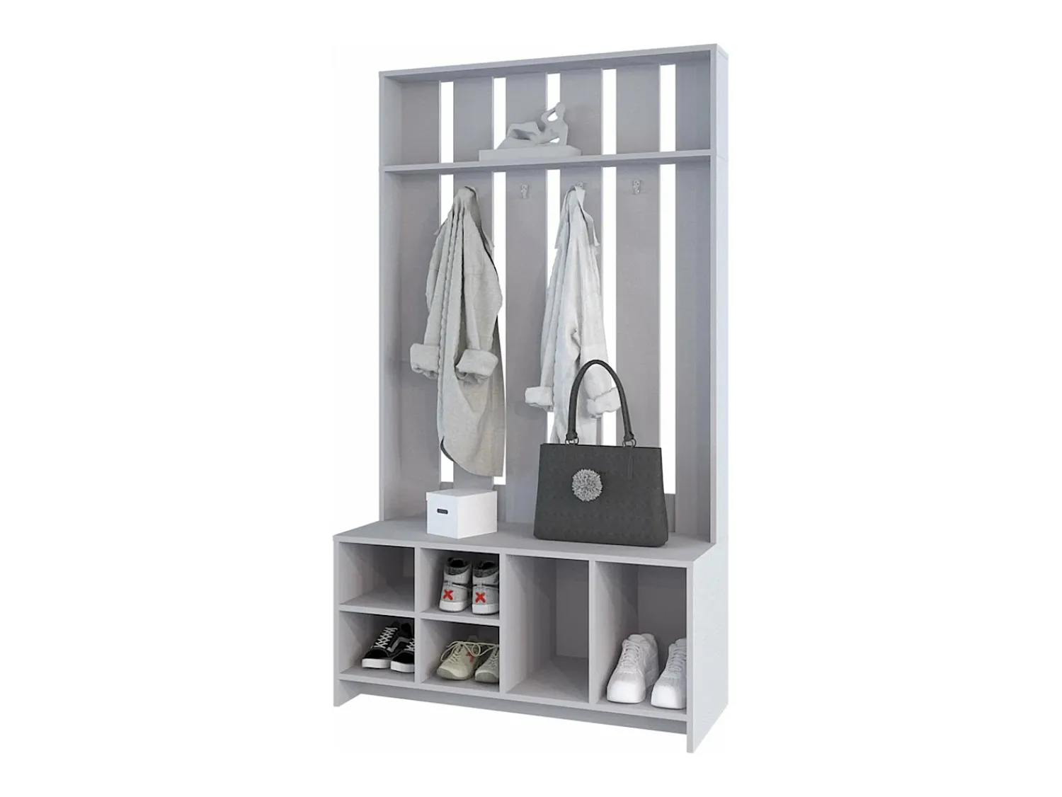 Clearance TuHome Corredor de tulcan em melamina com 8 prateleiras e 4 ganchos para pendurar roupa , , 172,6 cm X 96,8 cm X 39,3 cm Cinzento