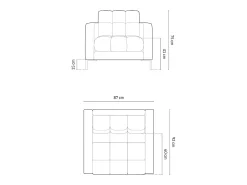 Poltrona|Cosmopolitan Design - Poltrona "Bali" em veludo - 87x92x75cm Azul escuro
