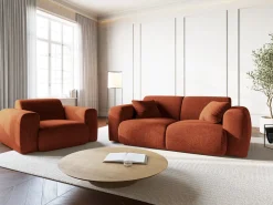 Poltrona|Cosmopolitan Design - Poltrona "Nolio" 2 lugares em tecido chenille - 105x95x72cm Terracota