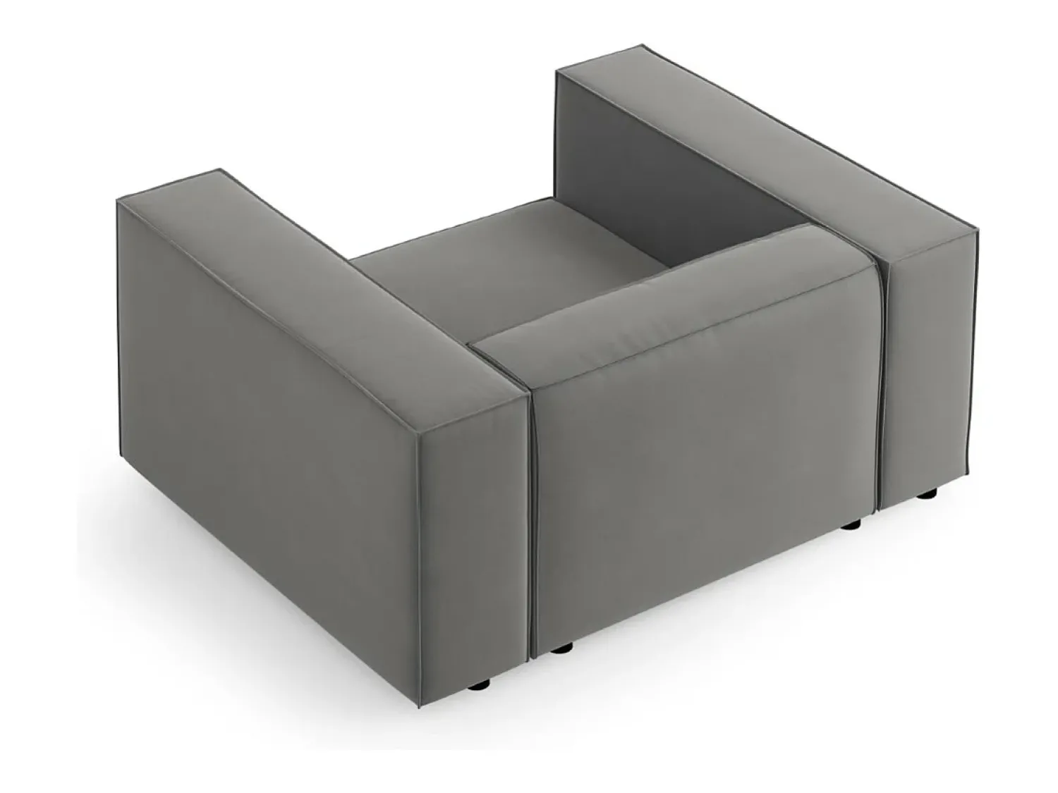 Poltrona|Cosmopolitan Design - Poltrona "Arendal" em veludo cimento - 124x102x70cm Cinzento