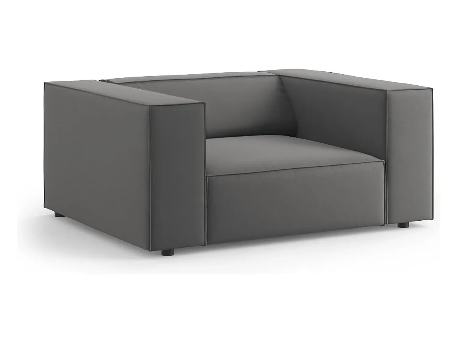 Poltrona|Cosmopolitan Design - Poltrona "Arendal" em veludo cimento - 124x102x70cm Cinzento