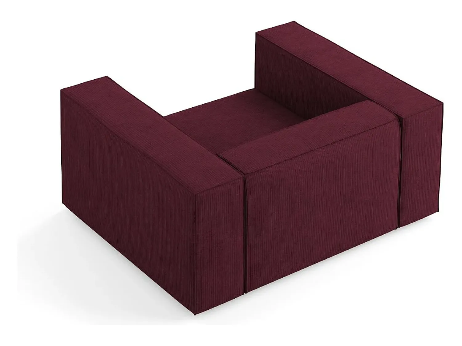 Cosmopolitan Design - Poltrona "Arendal" em tecido chenille com efeito canelado rubi - 124x102x70cm^ Poltrona