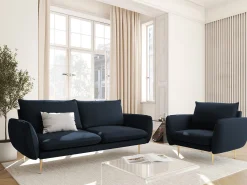 Outlet Cosmopolitan Design - Poltrona "Vienna" em veludo - 97x94x95cm Azul escuro