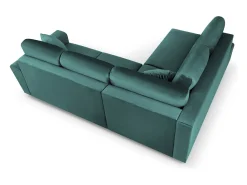 Clearance Cosmopolitan Design - Sofá convertível de canto esquerdo com caixa de arrumação "Kyoto" 5 lugares em veludo petróleo - 243x194x88cm Verde esmeralda
