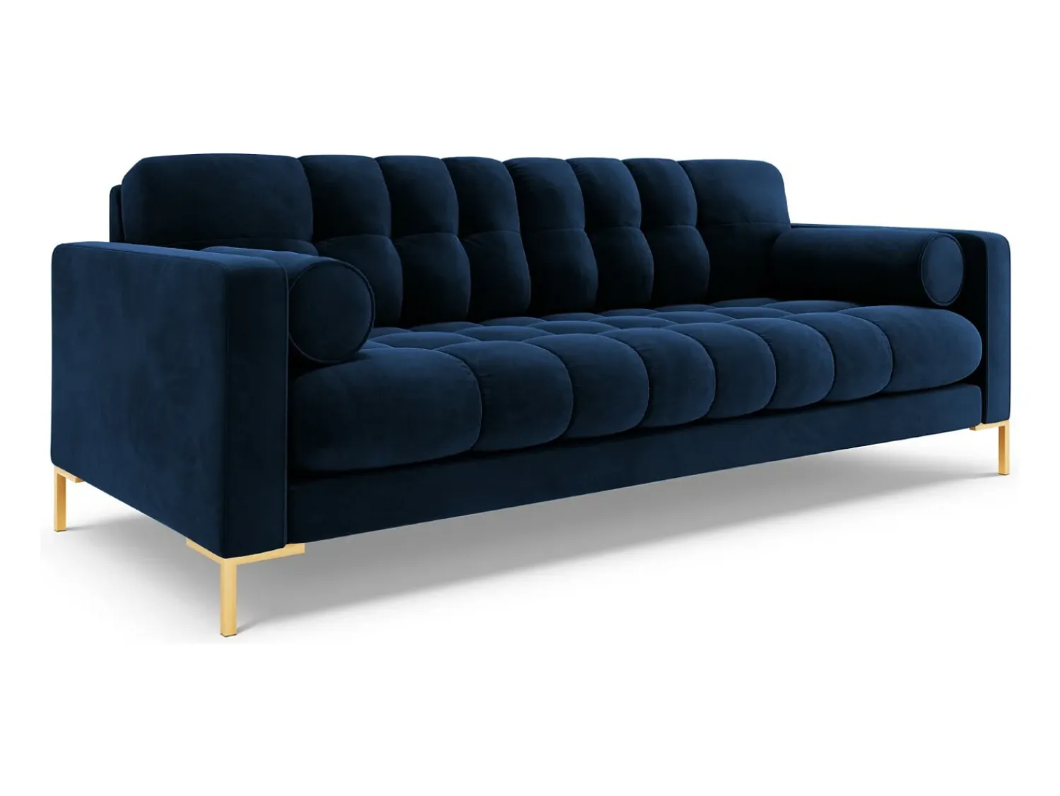 Clearance Cosmopolitan Design - Sofá "Bali" 3 lugares em veludo azul real - 177x92x75cm Azul escuro