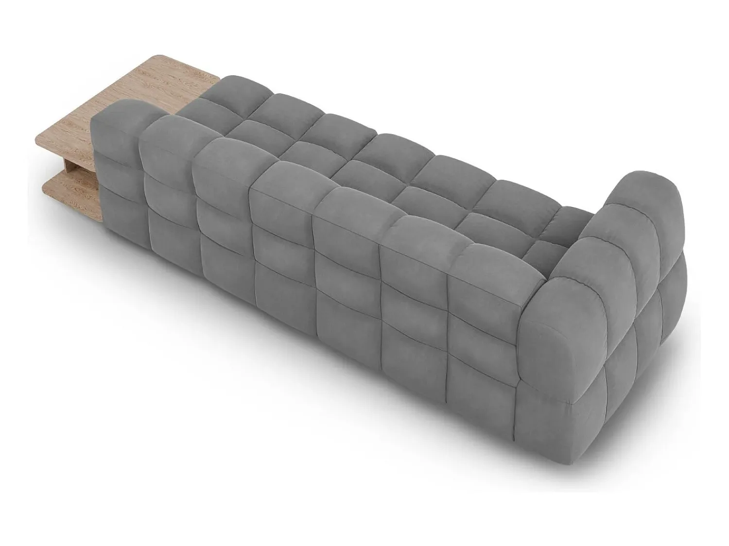 Cosmopolitan Design - Sofá modular direito "Sky" 4 lugares em veludo cinza claro - 297x102x75cm^ Sofá