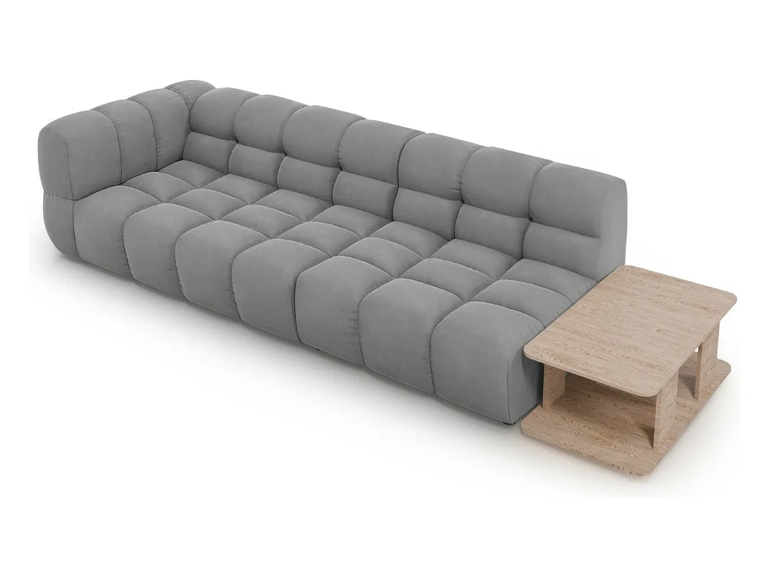 Cosmopolitan Design - Sofá modular direito "Sky" 4 lugares em veludo cinza claro - 297x102x75cm^ Sofá