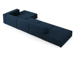Sofá*Cosmopolitan Design - Sofá de canto direito "Arendal" 5 lugares em tecido chenille com efeito canelado azul real - 341x166x70cm Azul escuro