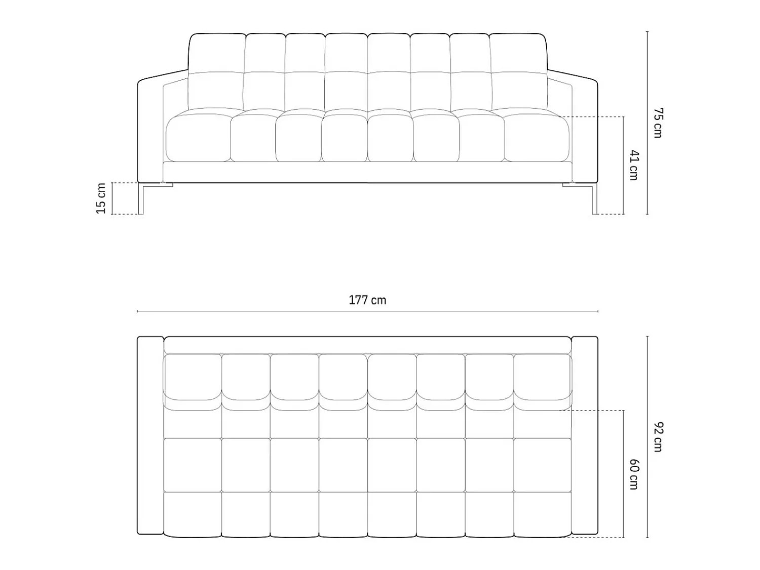 Sofá*Cosmopolitan Design - Sofá "Bali" 3 lugares em tecido estrutural tijolo - 177x92x75cm Terracota