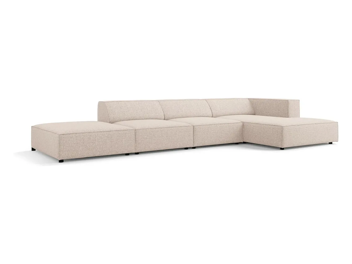 Best Cosmopolitan Design - Sofá de canto direito "Arendal" 5 lugares em tecido chenille - 341x166x70cm Bege