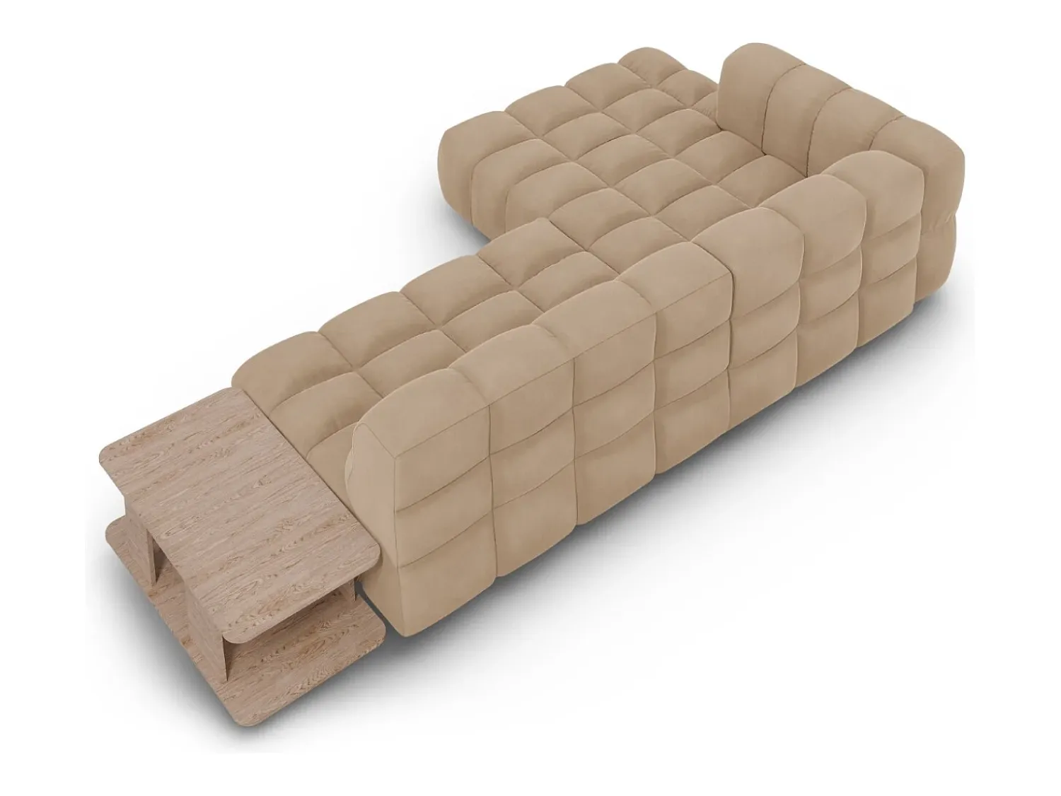 Cosmopolitan Design - Sofá modular de canto esquerdo "Sky" 4 lugares em veludo areia - 297x162x75cm^ Sofá
