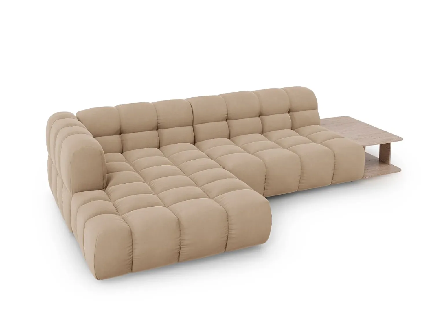 Cosmopolitan Design - Sofá modular de canto esquerdo "Sky" 4 lugares em veludo areia - 297x162x75cm^ Sofá