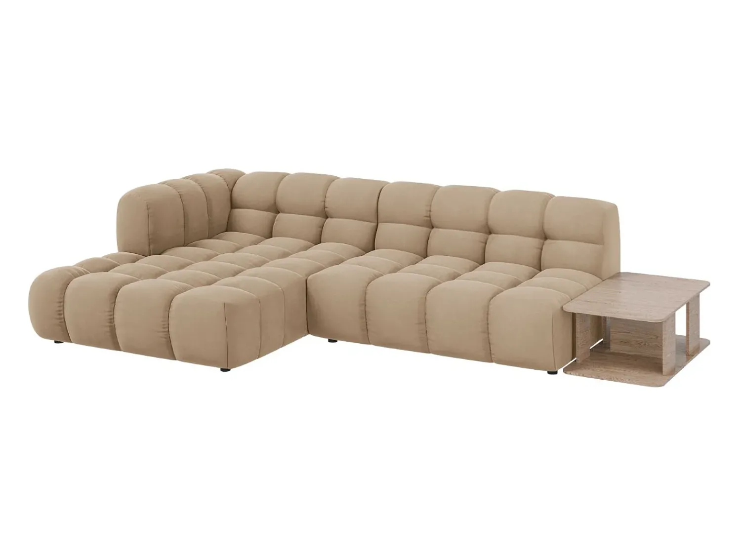 Cosmopolitan Design - Sofá modular de canto esquerdo "Sky" 4 lugares em veludo areia - 297x162x75cm^ Sofá