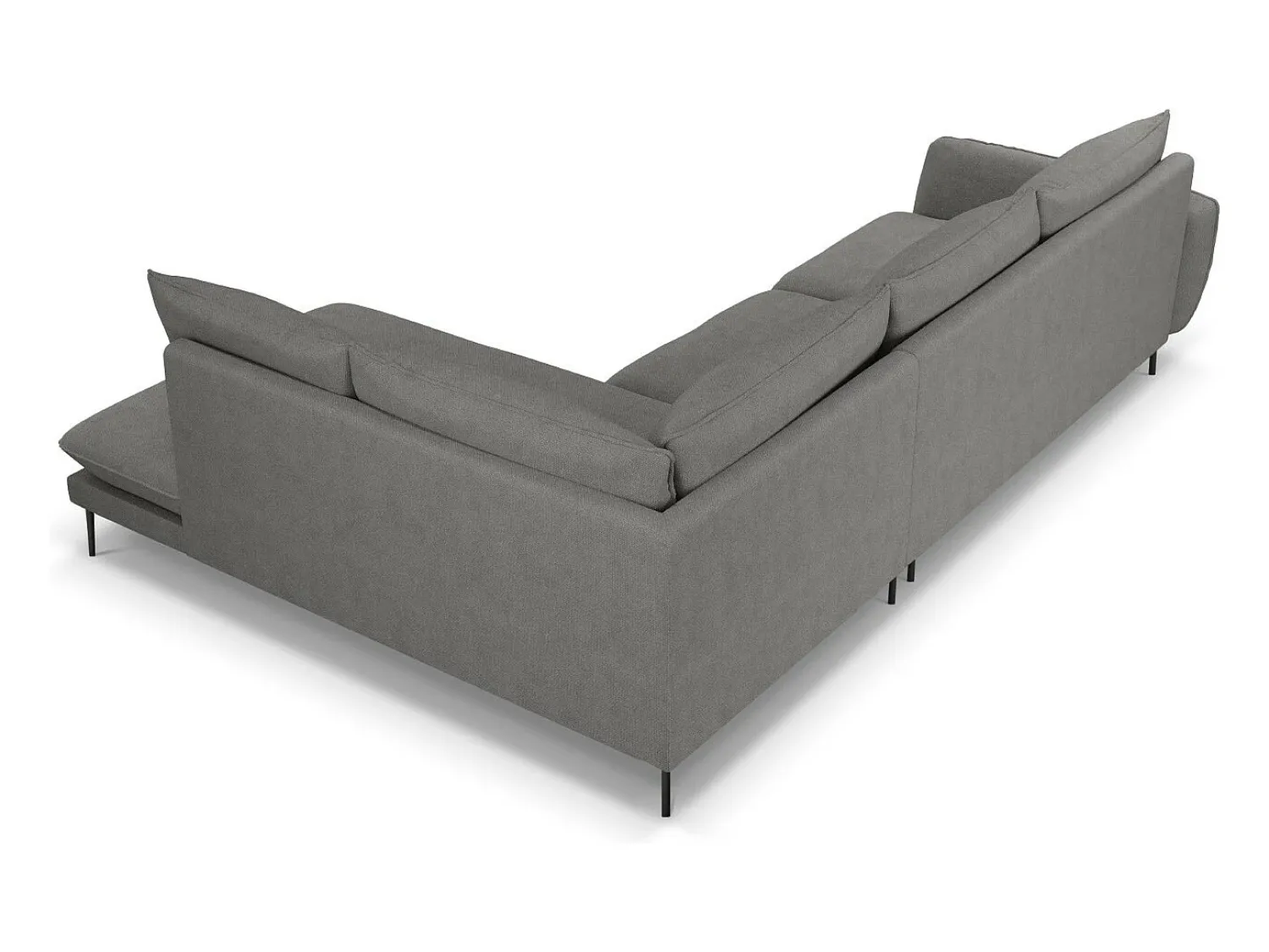 Sofá*Cosmopolitan Design - Sofá de canto direito "Vienna" 6 lugares em tecido estrutural cinza escuro - 275x185x95cm Cinza antracite