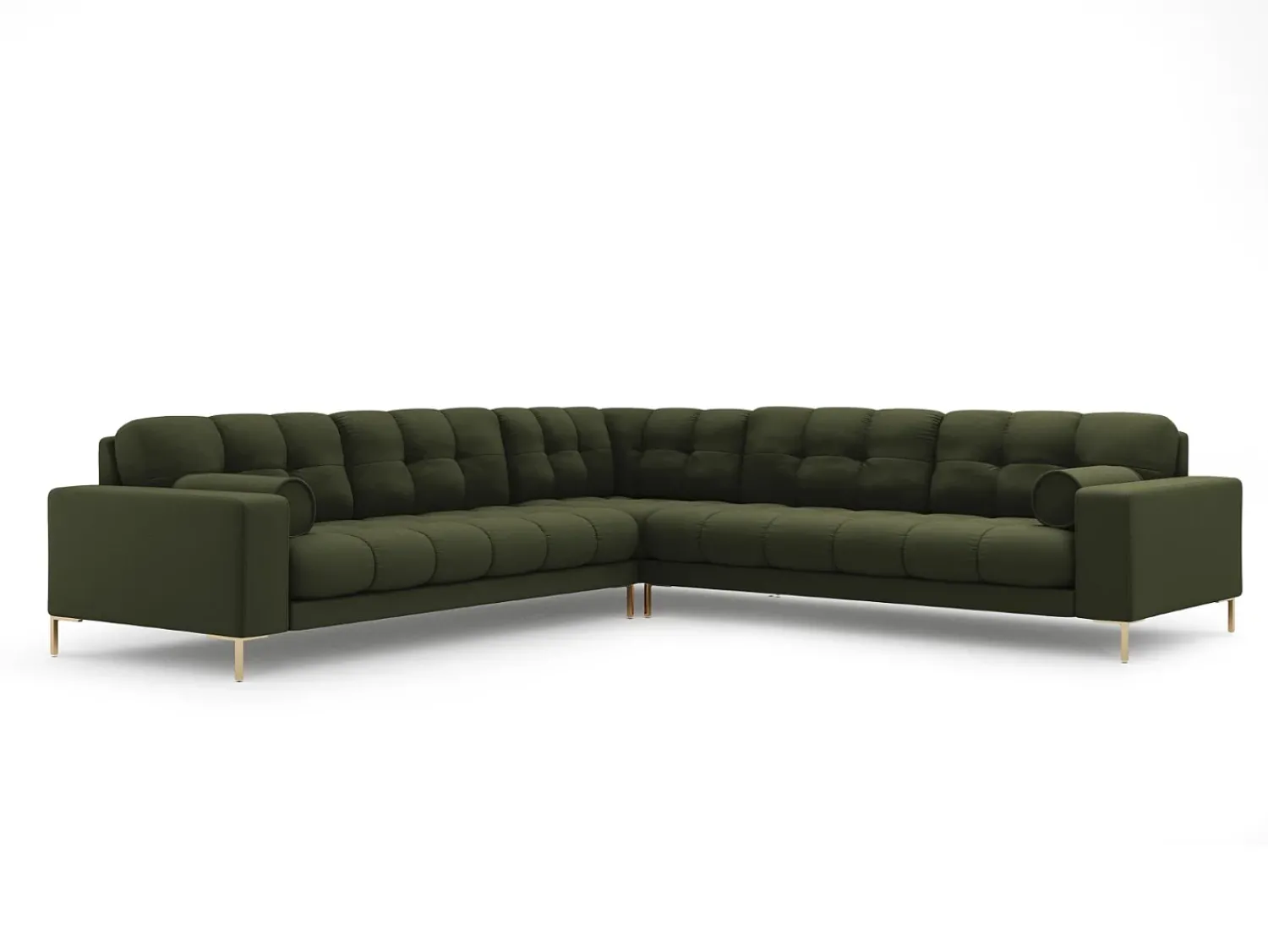 Online Cosmopolitan Design - Sofá de canto simétrico "Bali" 6 lugares em tecido estrutural - 256x256x75cm Verde