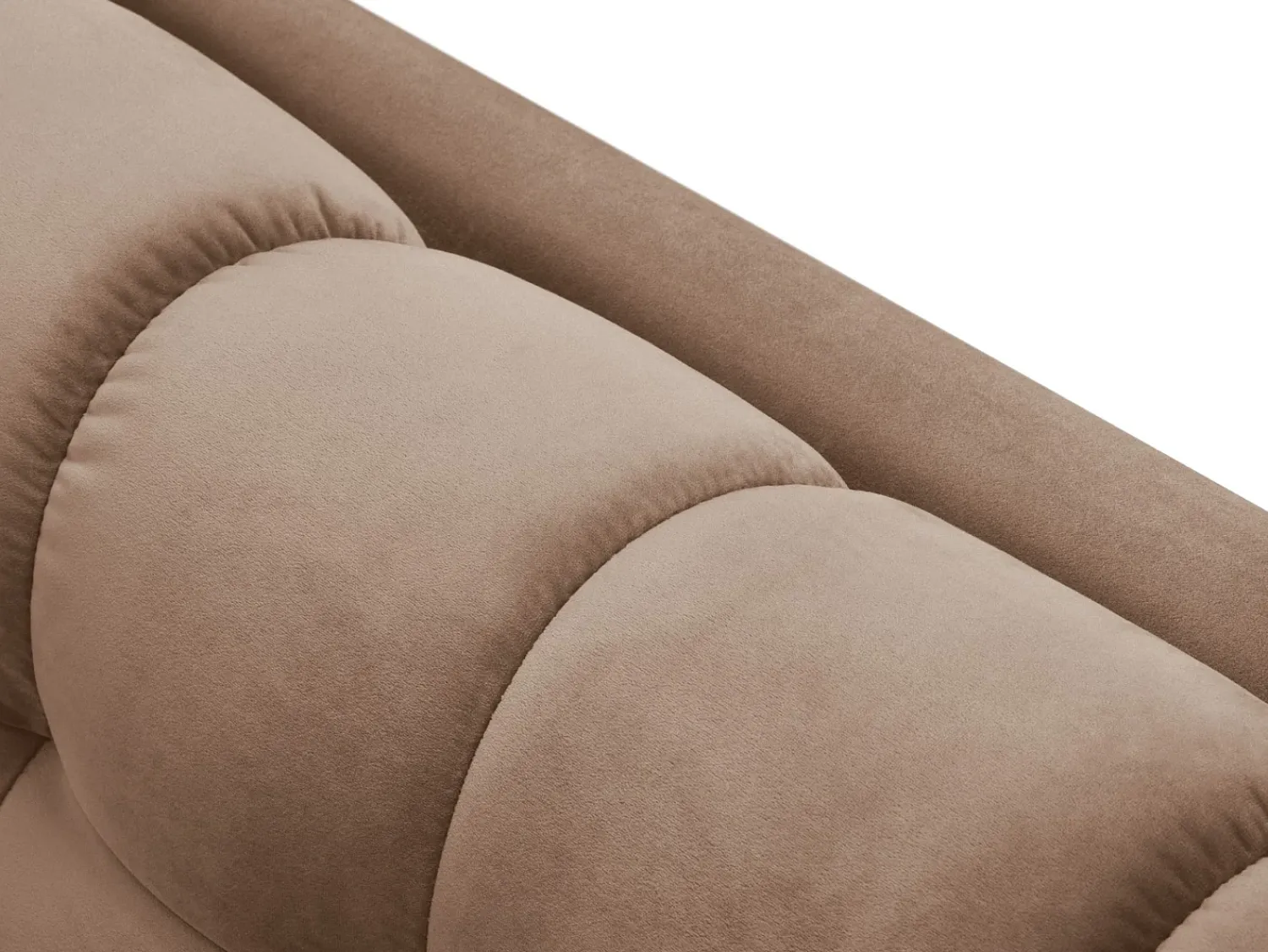 Sofá|Cosmopolitan Design - Sofá de canto direito "Bali" 5 lugares em veludo - 293x185x75cm Bege