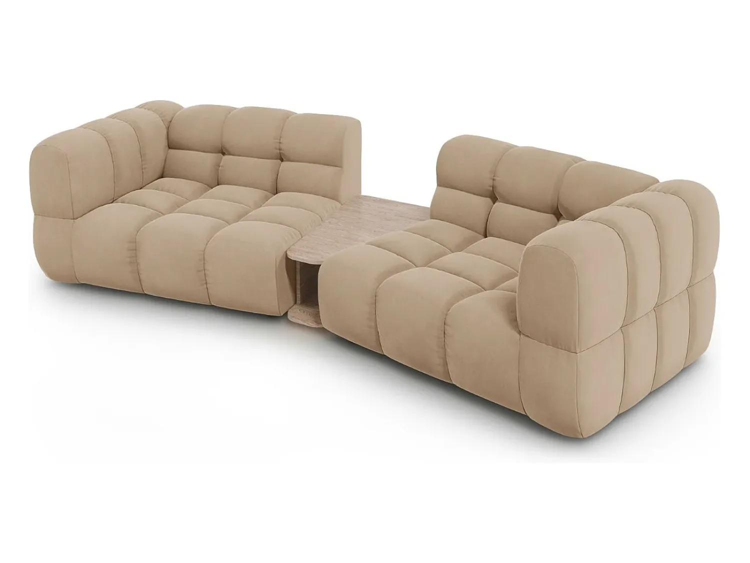Cosmopolitan Design - Sofá modular "Sky" 2 lugares em veludo areia - 280x148x75cm^ Sofá