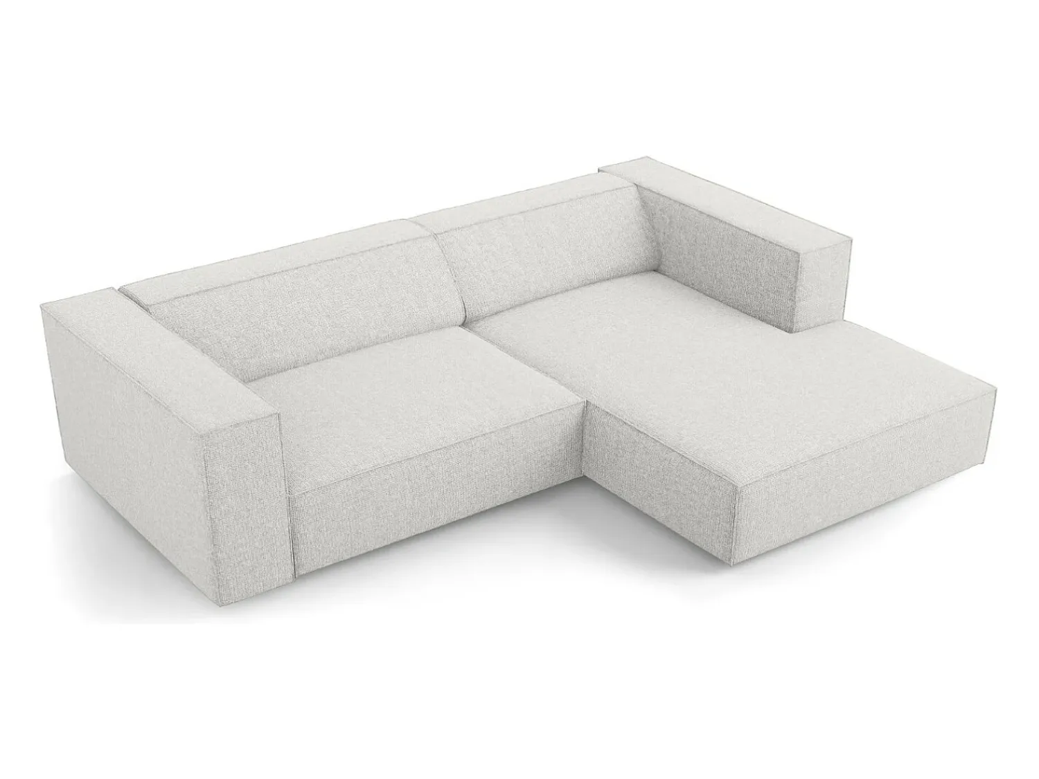 Cosmopolitan Design - Sofá de canto direito "Arendal" 3 lugares em tecido chenille cinza claro - 224x166x70cm^ Sofá