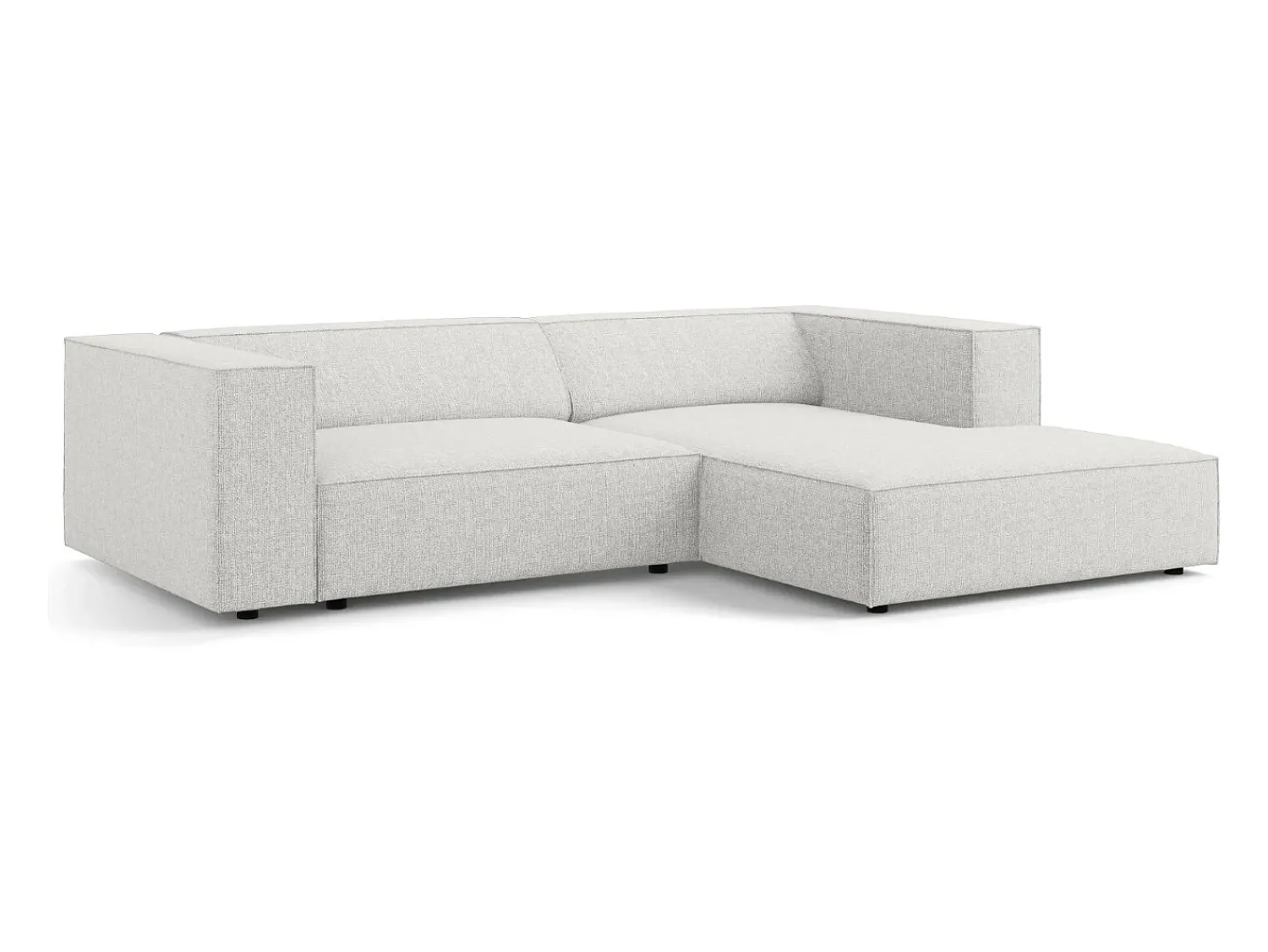 Cosmopolitan Design - Sofá de canto direito "Arendal" 3 lugares em tecido chenille cinza claro - 224x166x70cm^ Sofá