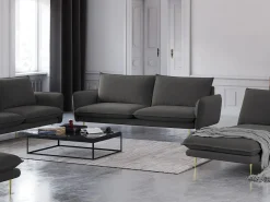 New Cosmopolitan Design - Sofá "Vienna" 4 lugares em tecido estrutural cinza escuro - 230x92x95cm Cinza antracite