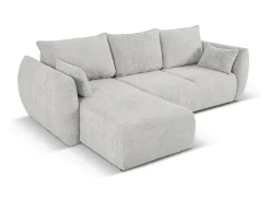 Sofá*Cosmopolitan Design - Sofá convertível de canto esquerdo com caixa de arrumação "Matera" 4 lugares em tecido chenille cinza claro - 253x173x86cm Cinzento claro