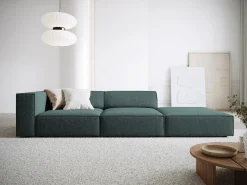 Sofá|Cosmopolitan Design - Sofá direito "Arendal" 4 lugares em tecido chenille petróleo - 262x102x70cm Verde esmeralda