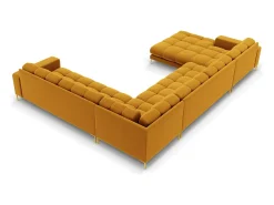 Sofá|Cosmopolitan Design - Sofá de canto direito panorâmico "Bali" 7 lugares em veludo - 327x256x75cm Amarelo