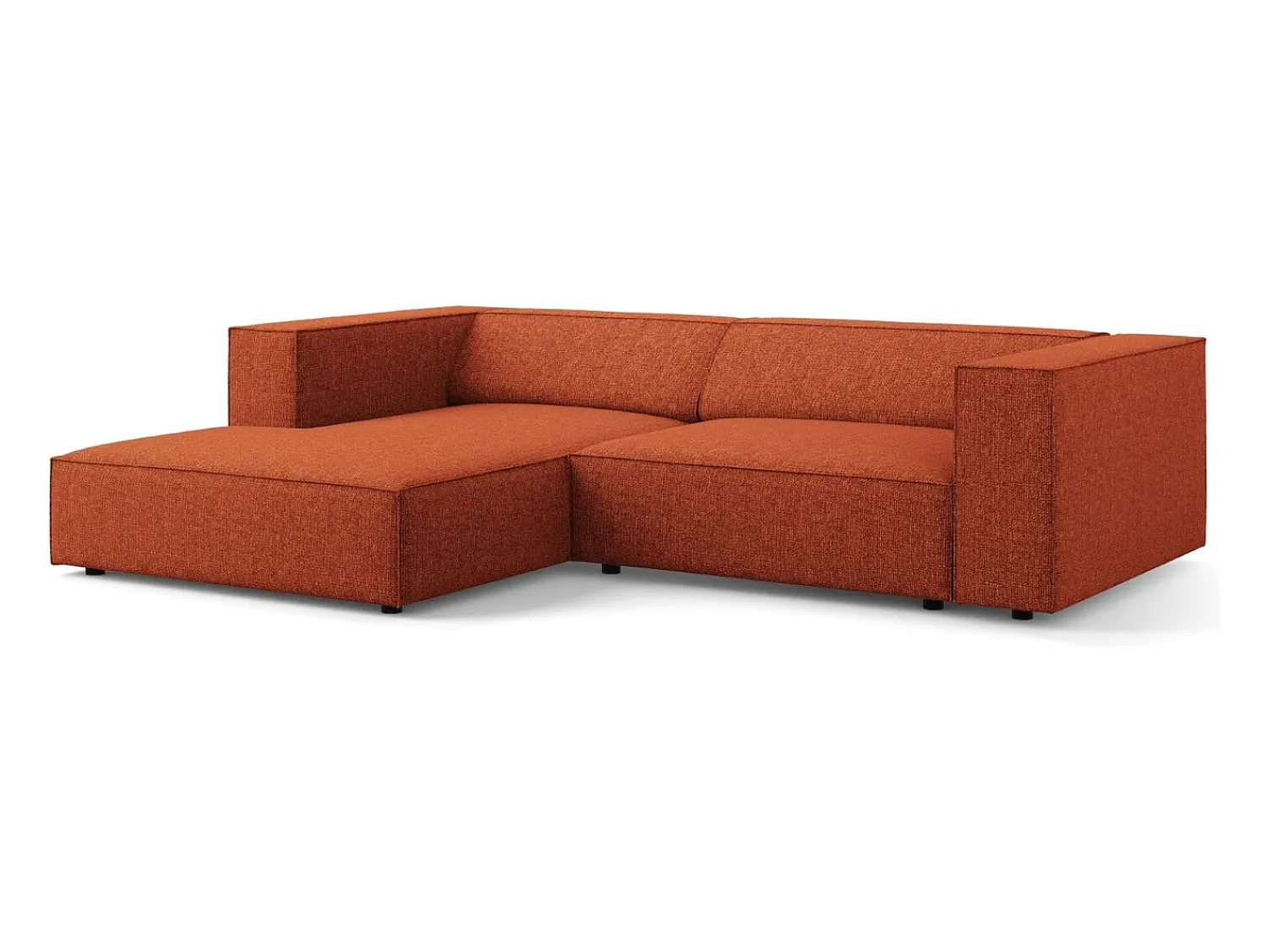 New Cosmopolitan Design - Sofá de canto esquerdo "Arendal" 3 lugares em tecido chenille - 224x166x70cm Terracota
