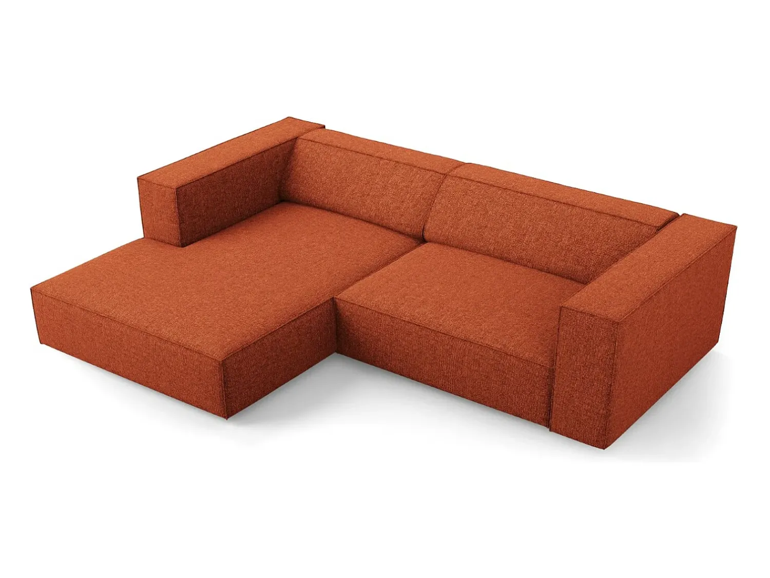 New Cosmopolitan Design - Sofá de canto esquerdo "Arendal" 3 lugares em tecido chenille - 224x166x70cm Terracota