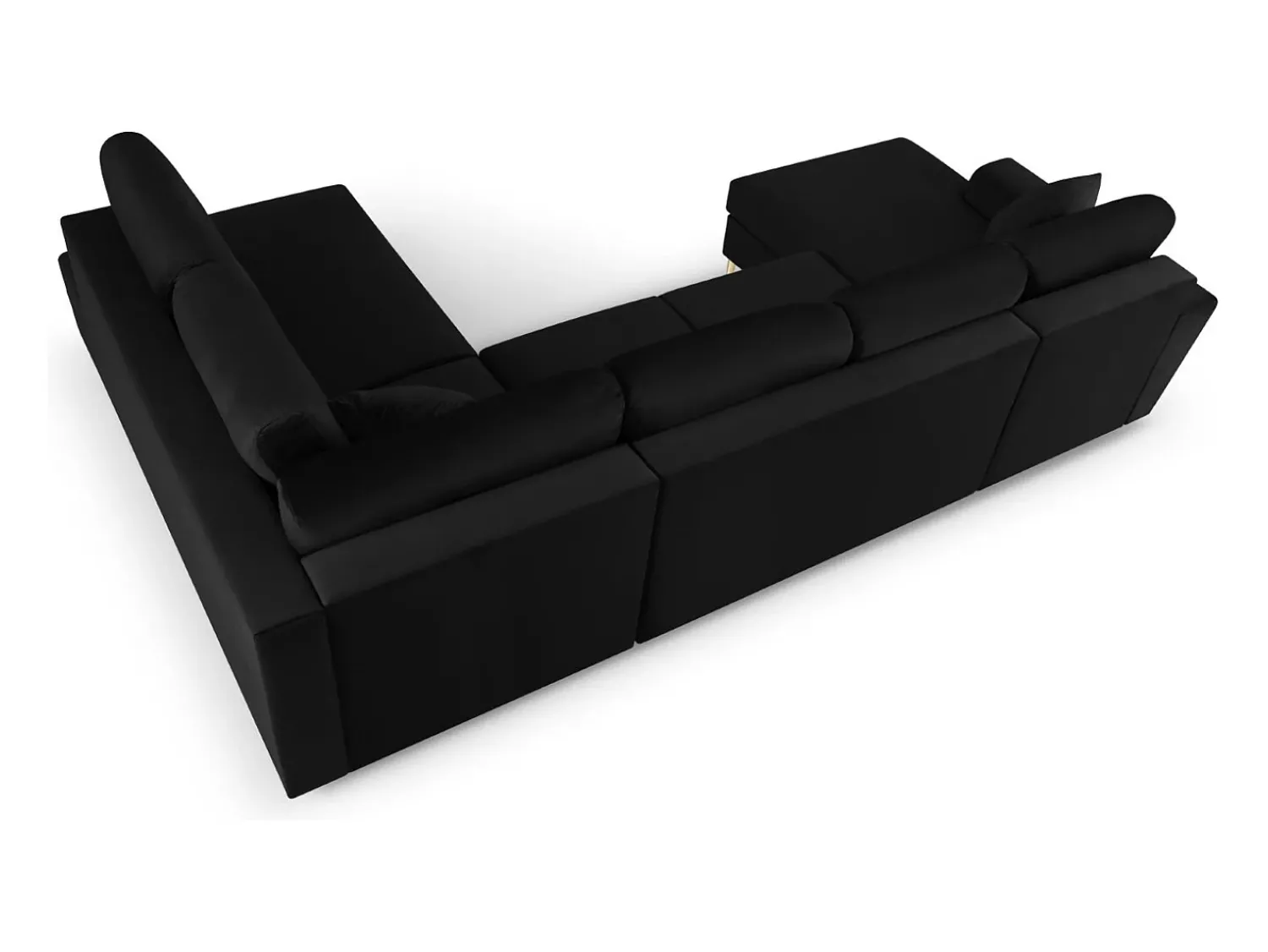 Cosmopolitan Design - Sofá panorâmico convertível em linha reta com caixa de arrumação "Kyoto" 7 lugares em veludo - 313x194x88cm^ Sofá
